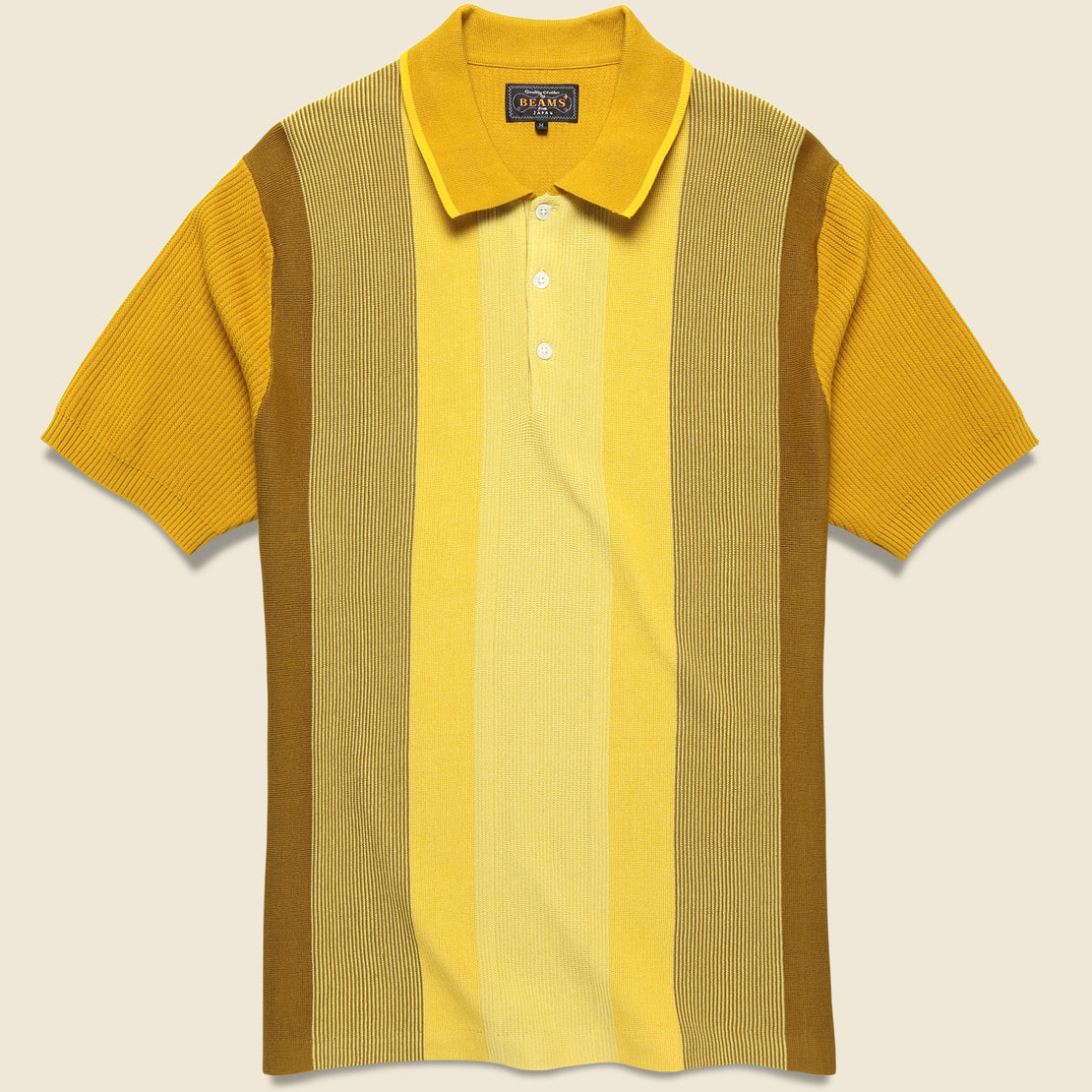 BEAMS+ Knit Polo - Mustard Stripe