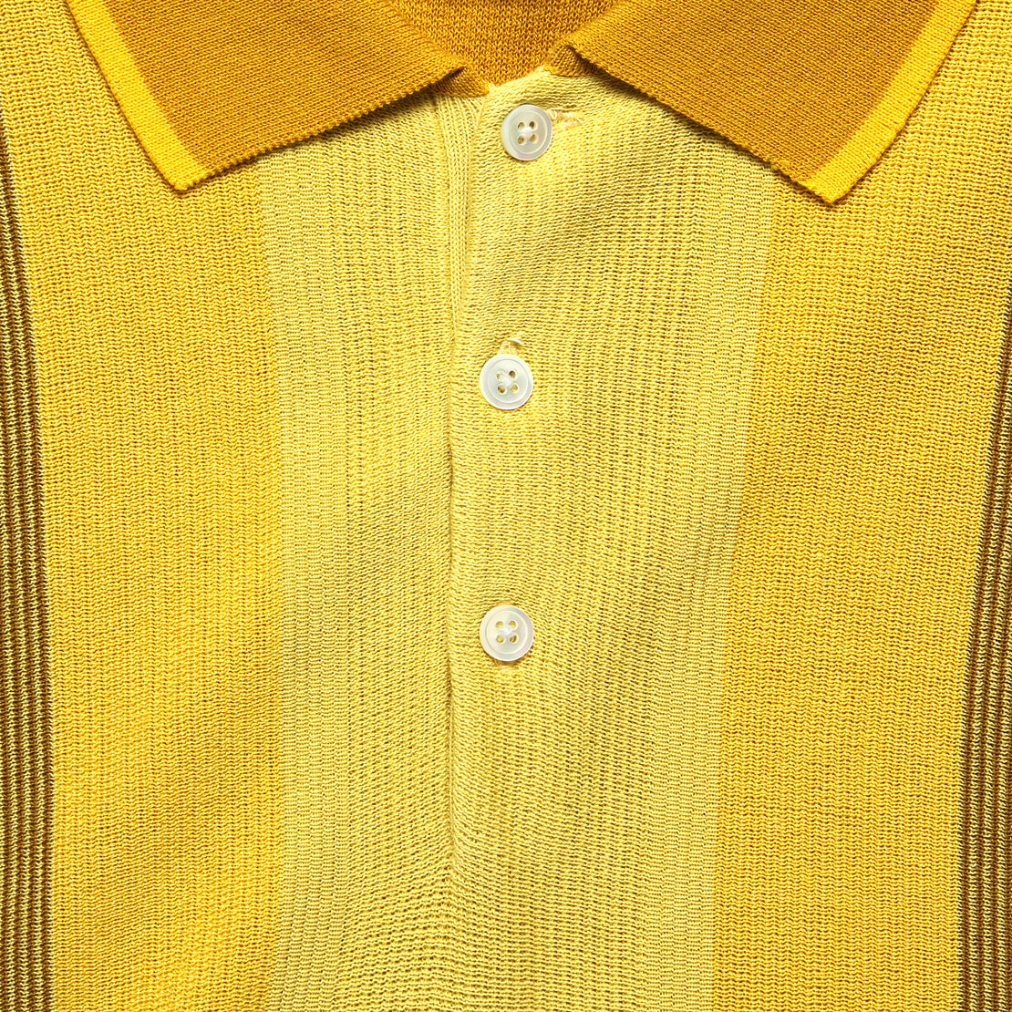 Knit Polo - Mustard Stripe - BEAMS+ - STAG Provisions - Tops - S/S Knit