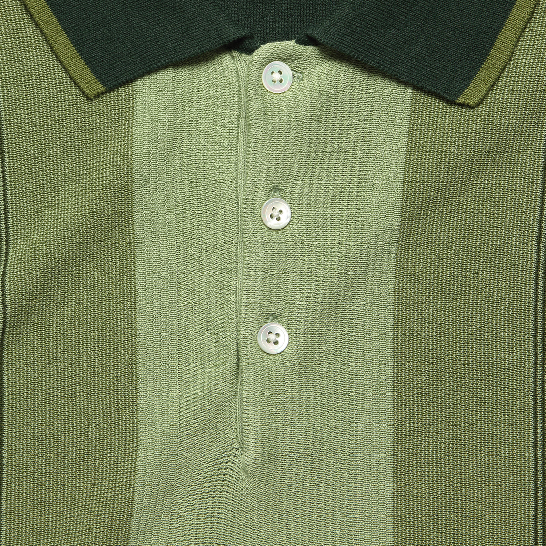 Knit Polo - Green Stripe - BEAMS+ - STAG Provisions - Tops - S/S Knit