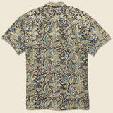 Open Collar Short Sleeve Botanical Block Print Shirt - Black - BEAMS+ - STAG Provisions - Tops - S/S Woven - Floral