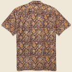 Open Collar Short Sleeve Botanical Block Print Shirt - Brown - BEAMS+ - STAG Provisions - Tops - S/S Woven - Floral