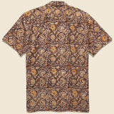 Open Collar Short Sleeve Botanical Block Print Shirt - Brown - BEAMS+ - STAG Provisions - Tops - S/S Woven - Floral
