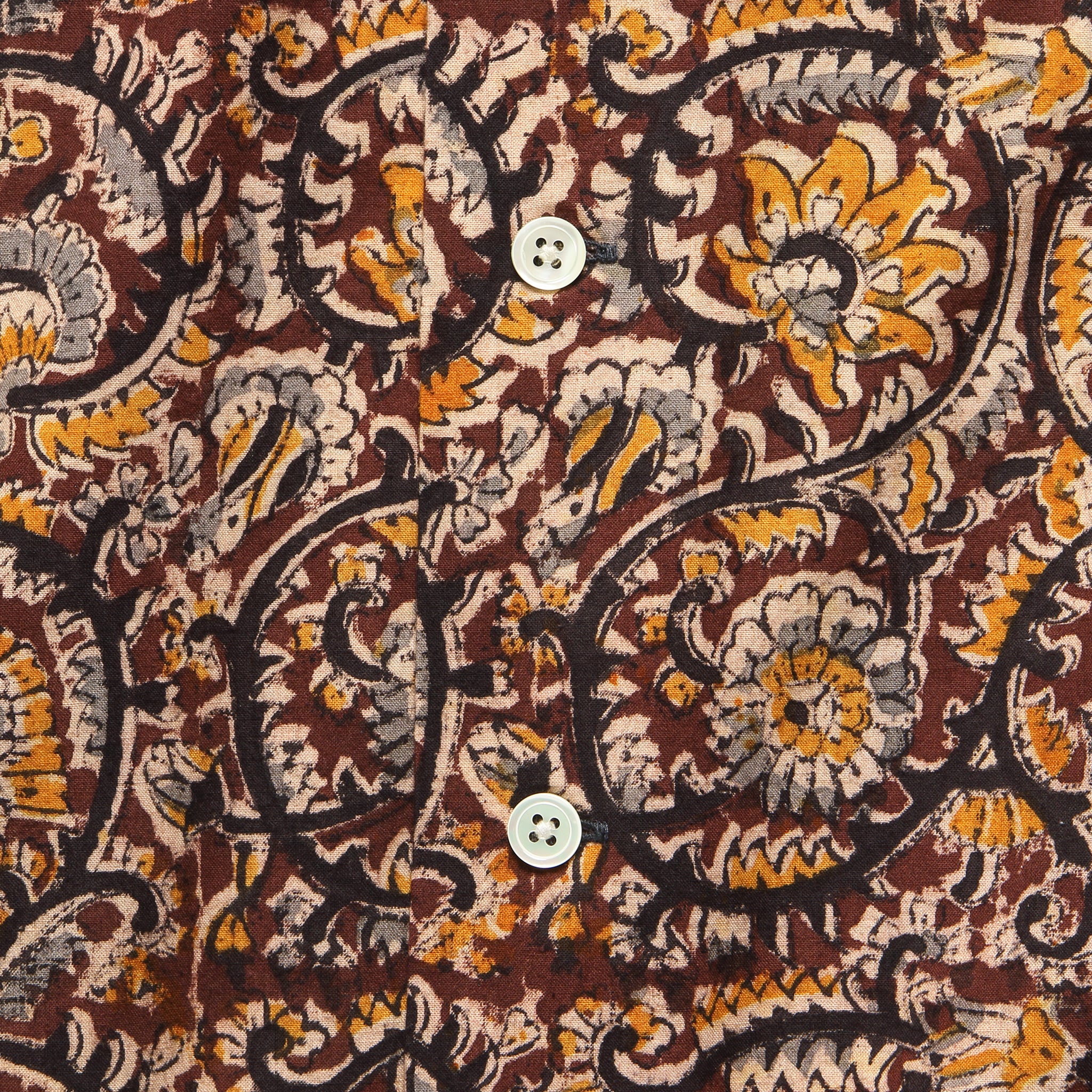 Open Collar Short Sleeve Botanical Block Print Shirt - Brown - BEAMS+ - STAG Provisions - Tops - S/S Woven - Floral