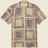 Open Collar Short Sleeve Elephant Block Print Shirt - Navy - BEAMS+ - STAG Provisions - Tops - S/S Woven - Other Pattern