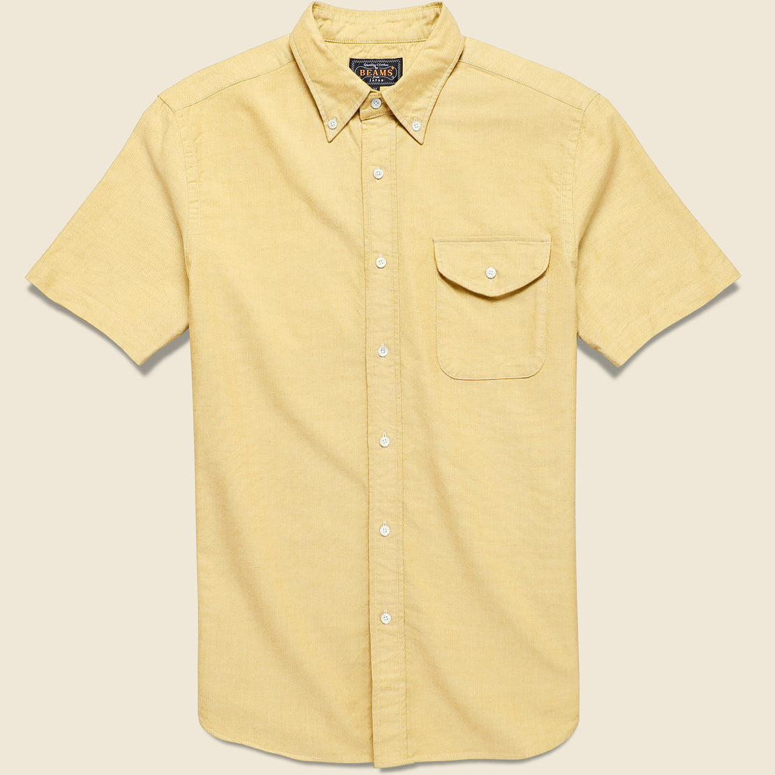 BEAMS+ Short Sleeve Oxford Shirt - Yellow