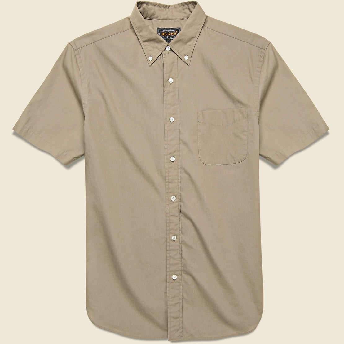 BEAMS+ Short Sleeve Broad Cloth Shirt - Beige