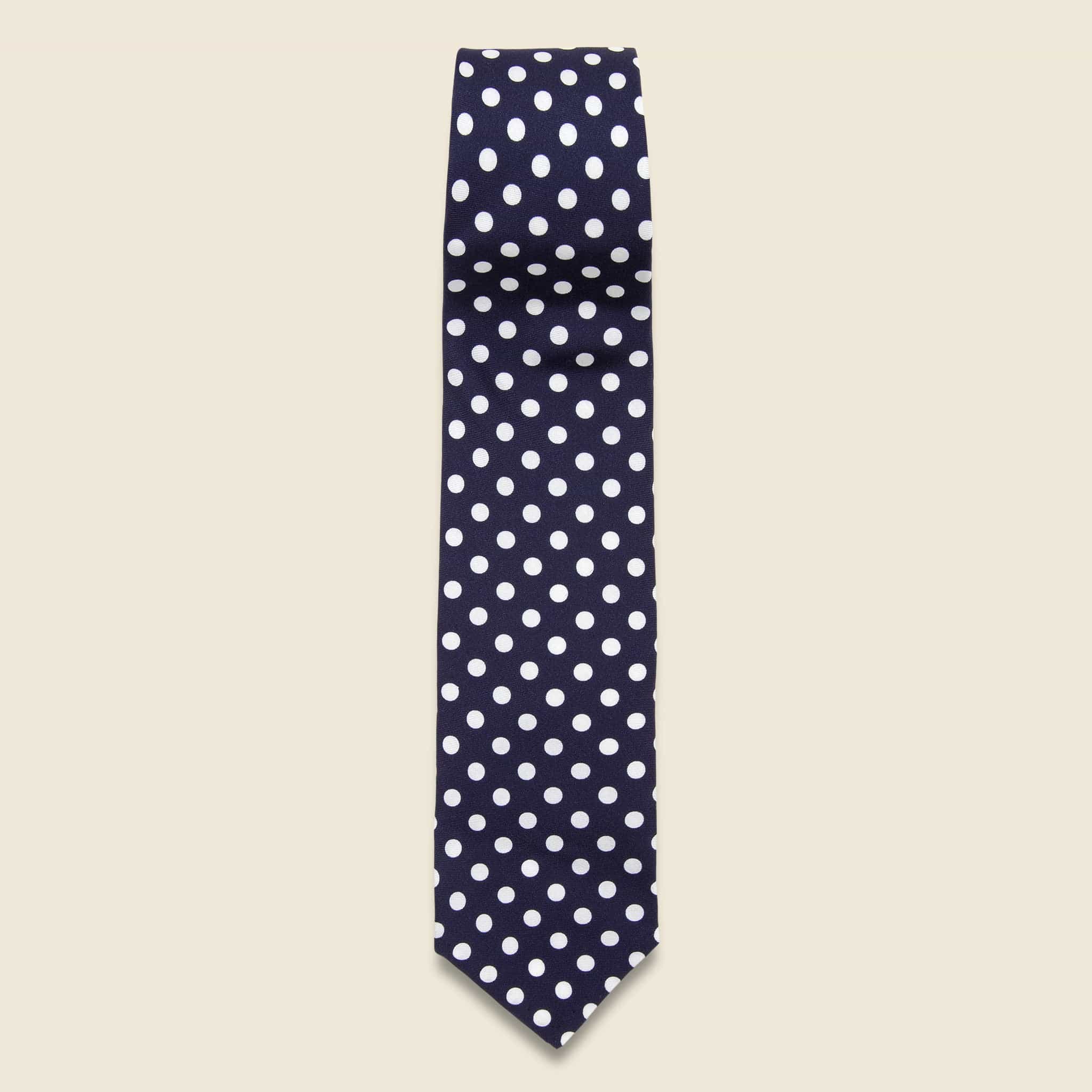 Silk Dot Print Tie - Navy/White - BEAMS+ - STAG Provisions - Accessories - Ties