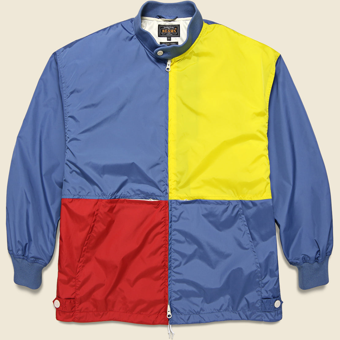 BEAMS+ Nylon Panel Boat Jacket - Blue/Yellow/Red