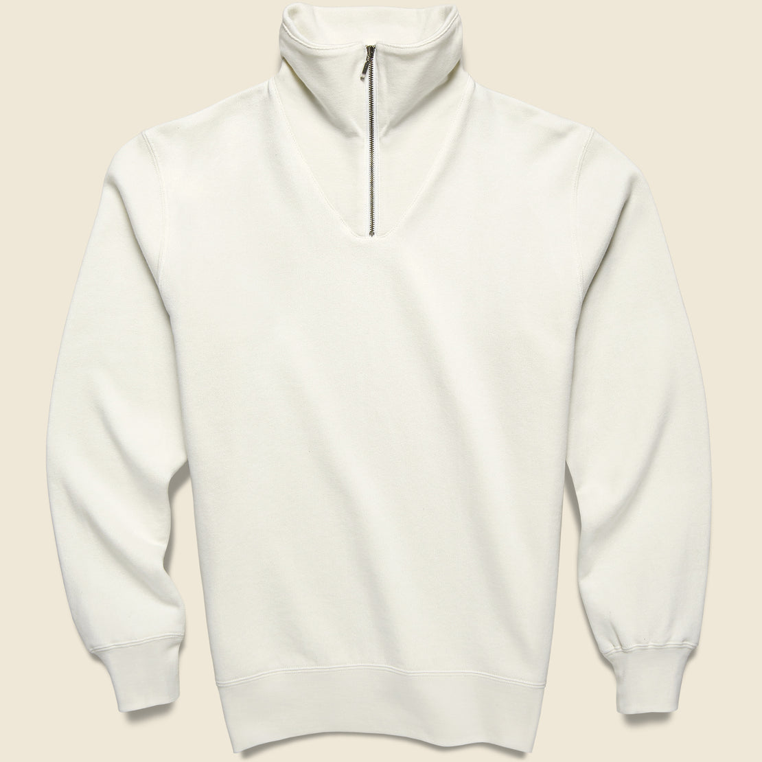 BEAMS+ Half-Zip Sweatshirt - White