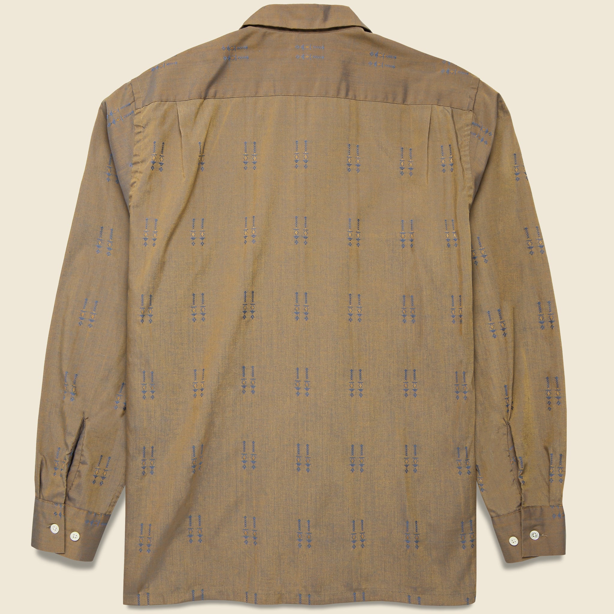 Open Collar T/C Jacquard Chambray Shirt - Khaki - BEAMS+ - STAG Provisions - Tops - L/S Woven - Other Pattern