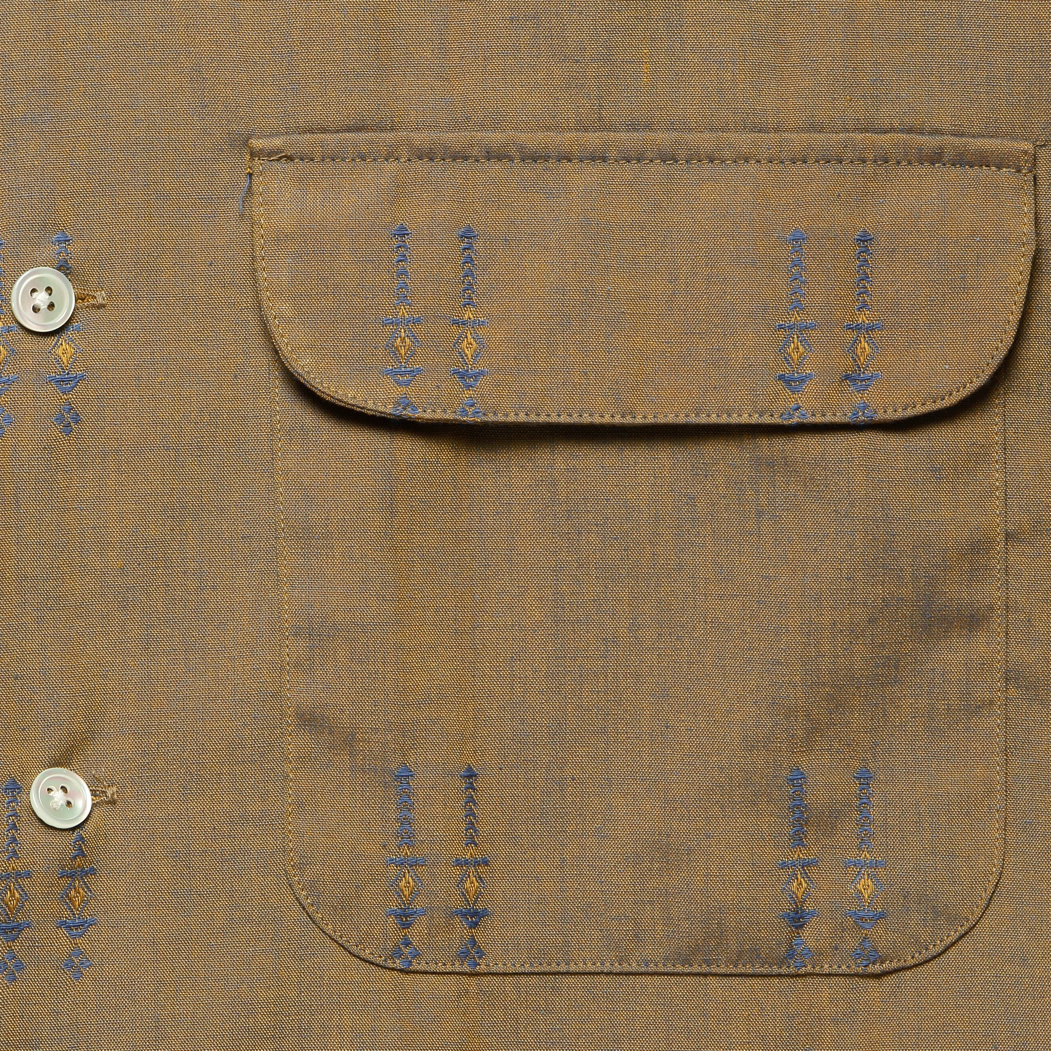 Open Collar T/C Jacquard Chambray Shirt - Khaki - BEAMS+ - STAG Provisions - Tops - L/S Woven - Other Pattern