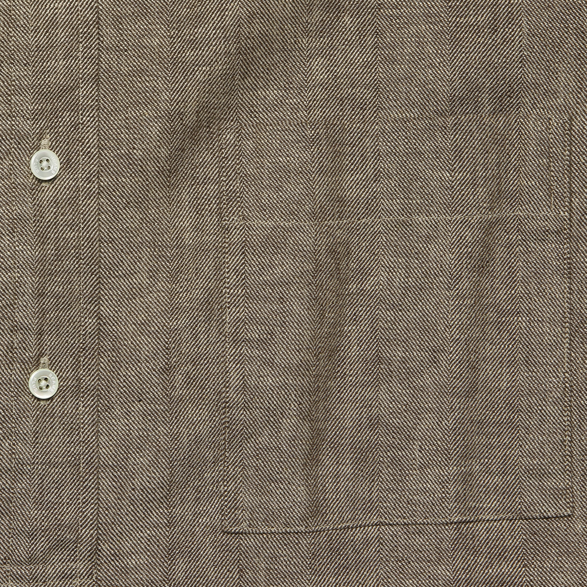 Band Collar Herringbone Pullover - Brown - BEAMS+ - STAG Provisions - Tops - L/S Woven - Solid