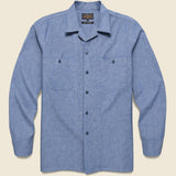 MIL Open Collar Shirt - Sax - BEAMS+ - STAG Provisions - Tops - L/S Woven - Solid