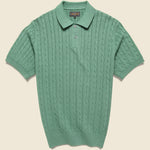 Cable Knit Polo - Green - BEAMS+ - STAG Provisions - Tops - S/S Knit