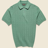 Cable Knit Polo - Green - BEAMS+ - STAG Provisions - Tops - S/S Knit