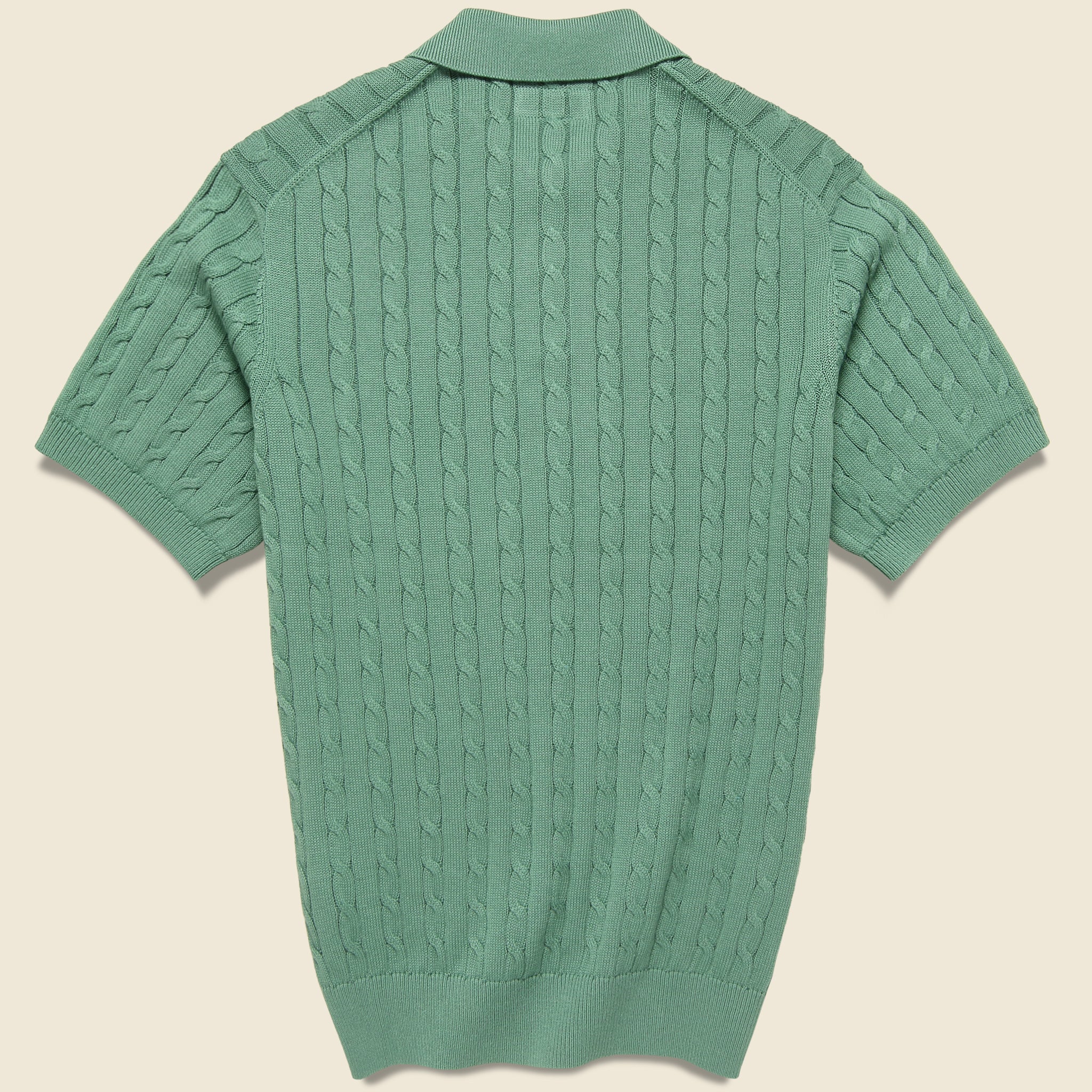 
                          Cable Knit Polo - Green - BEAMS+ - STAG Provisions - Tops - S/S Knit
                        