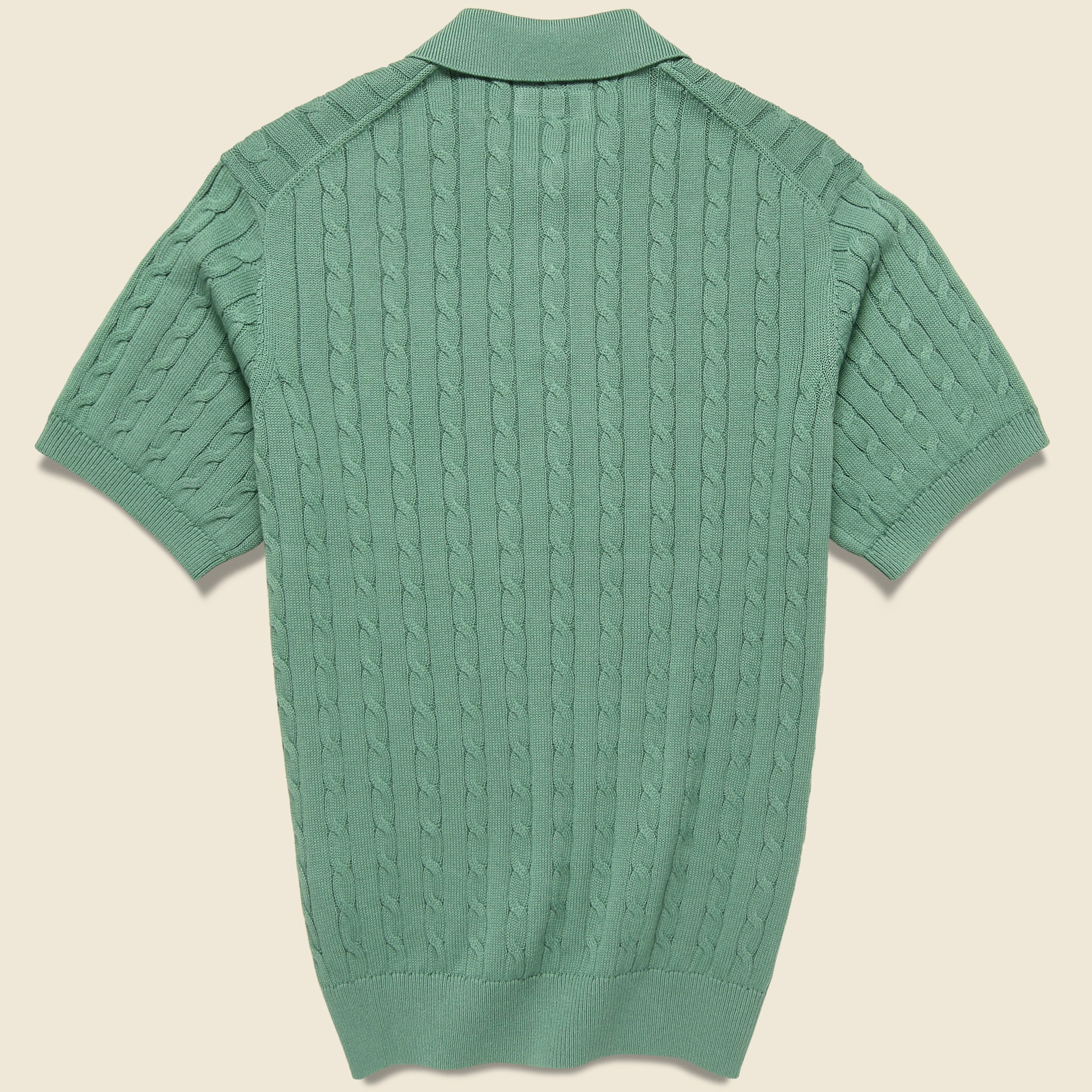 Cable Knit Polo - Green - BEAMS+ - STAG Provisions - Tops - S/S Knit