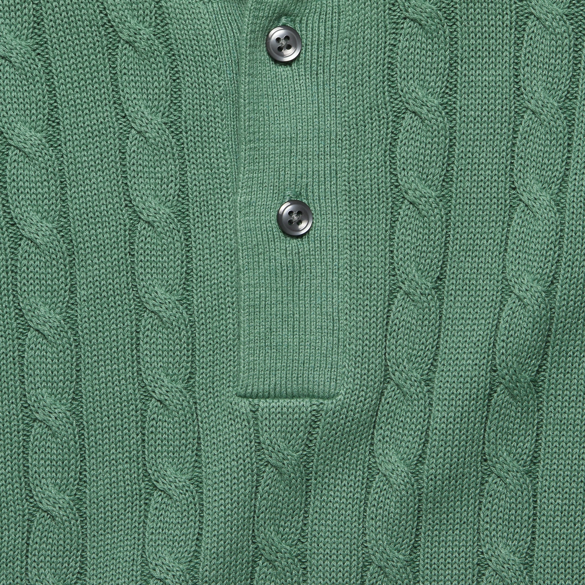 
                          Cable Knit Polo - Green - BEAMS+ - STAG Provisions - Tops - S/S Knit
                        