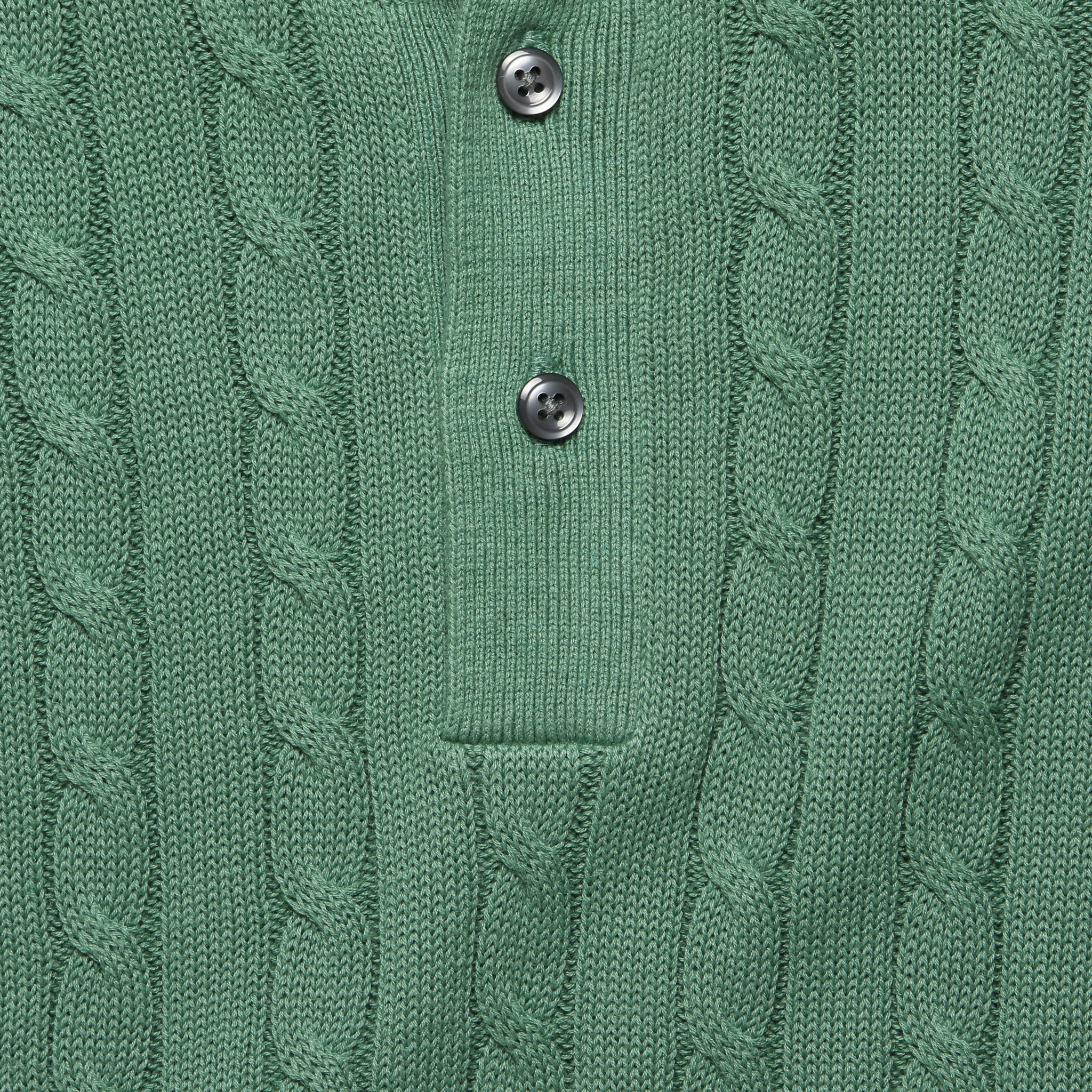 Cable Knit Polo - Green - BEAMS+ - STAG Provisions - Tops - S/S Knit
