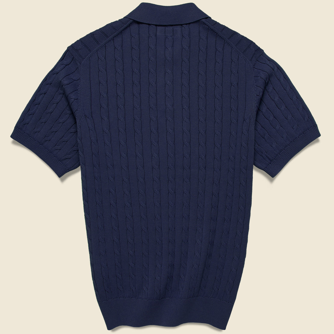 Cable Knit Polo - Navy