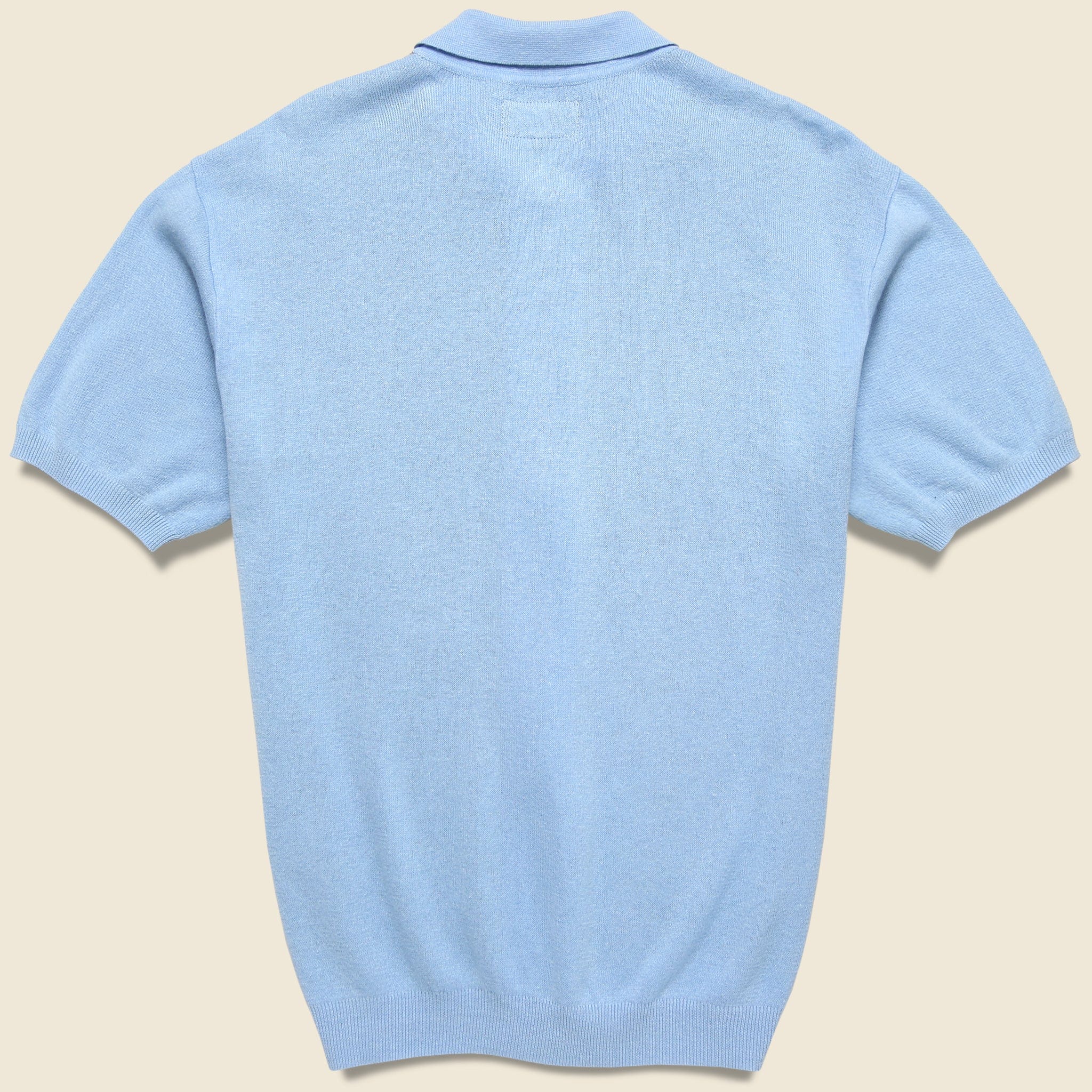 Zip Knit Polo - Sax/Brown - BEAMS+ - STAG Provisions - Tops - S/S Knit