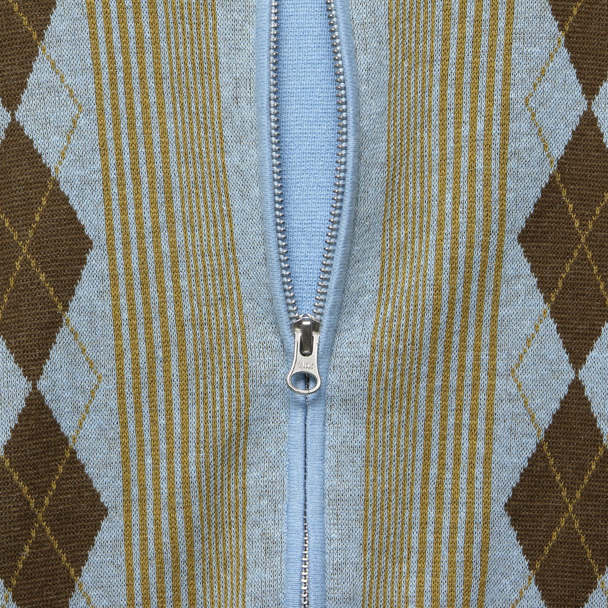 Zip Knit Polo - Sax/Brown - BEAMS+ - STAG Provisions - Tops - S/S Knit