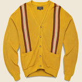 Striped Jacquard Cardigan - Mustard/Brown/Multi - BEAMS+ - STAG Provisions - Tops - Sweater
