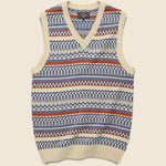 Fair Isle Knit Vest - Natural/Sax/Orange - BEAMS+ - STAG Provisions - Tops - Sweater