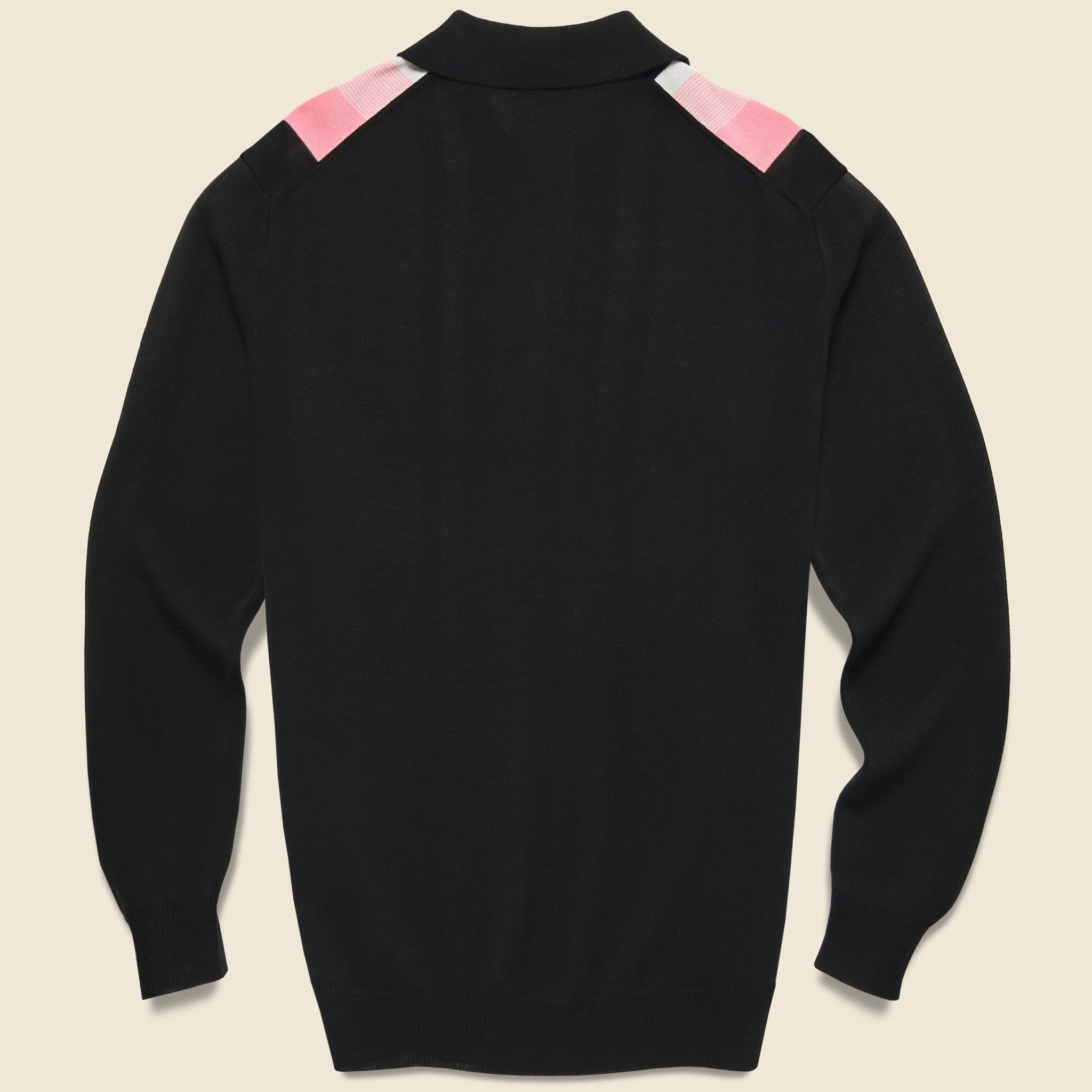 
                          Striped Knit Polo - Black/Pink/White - BEAMS+ - STAG Provisions - Tops - Sweater
                        