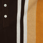 Striped Knit Polo - Brown/Gold/White - BEAMS+ - STAG Provisions - Tops - Sweater