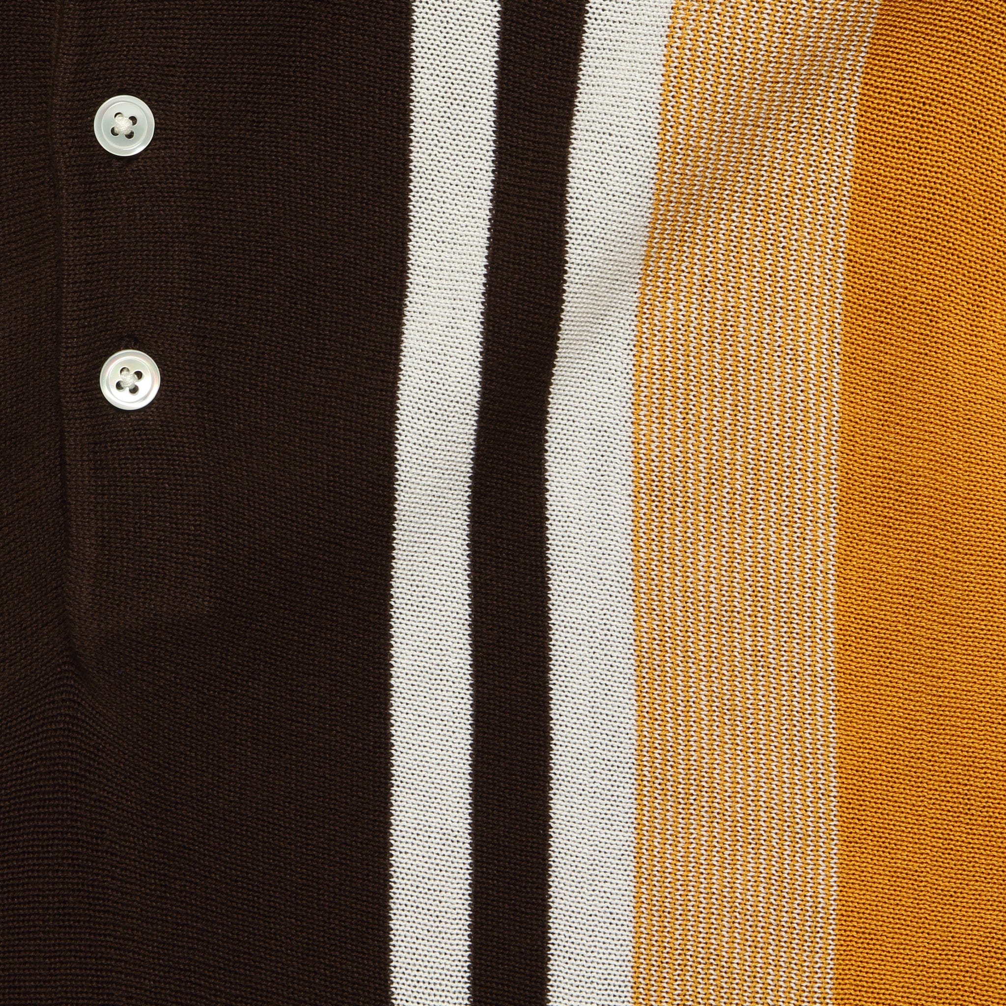 Striped Knit Polo - Brown/Gold/White - BEAMS+ - STAG Provisions - Tops - Sweater