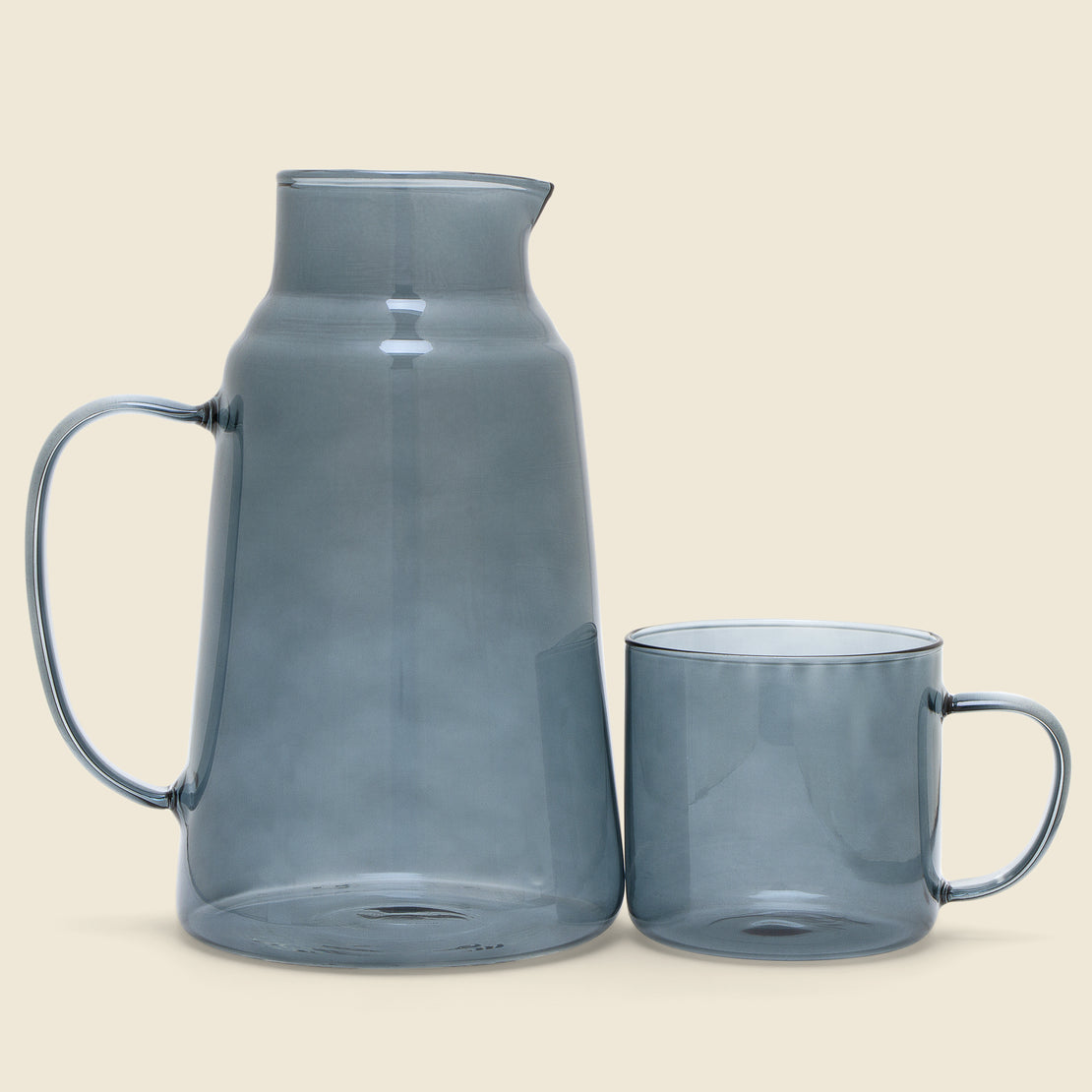Home Blue Glass Carafe & Cup