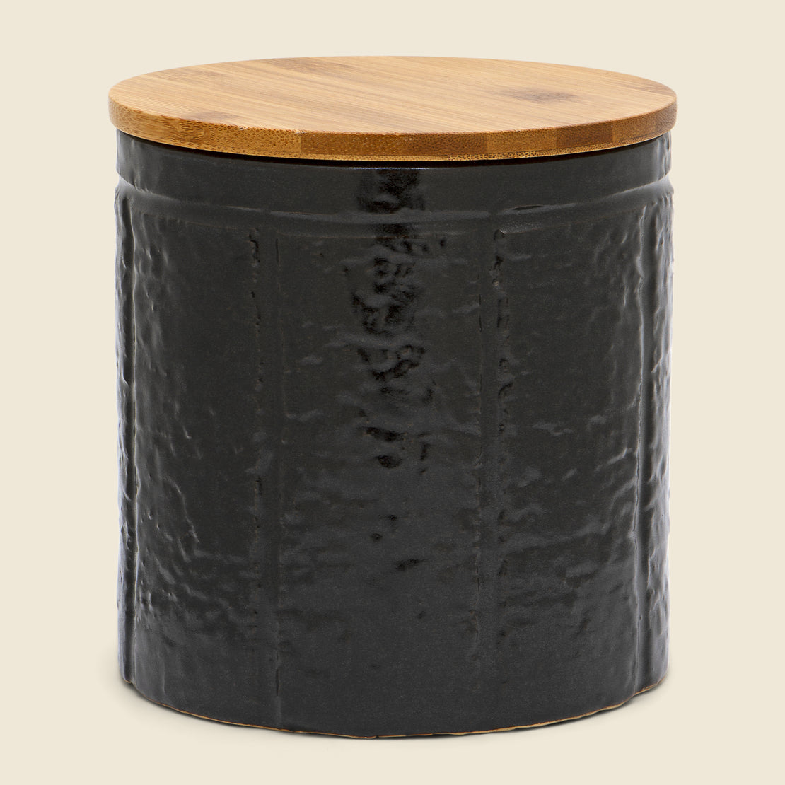 Black Storage Bin with Bamboo Lid