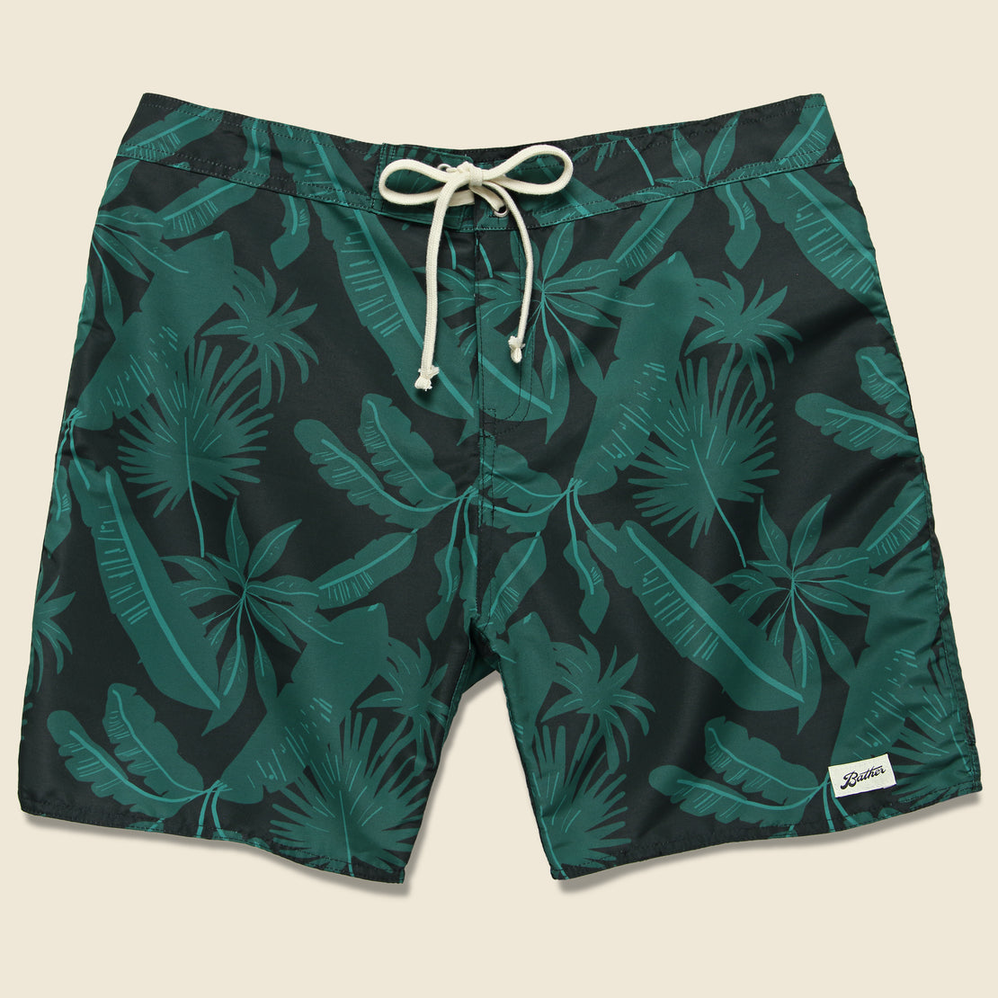Bather Trunk Co. Tropical Palms Boardshort - Black/Green