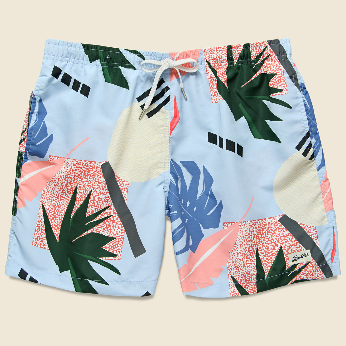 Bather Trunk Co. Abstract Palms Swim Trunk - Blue/Multi