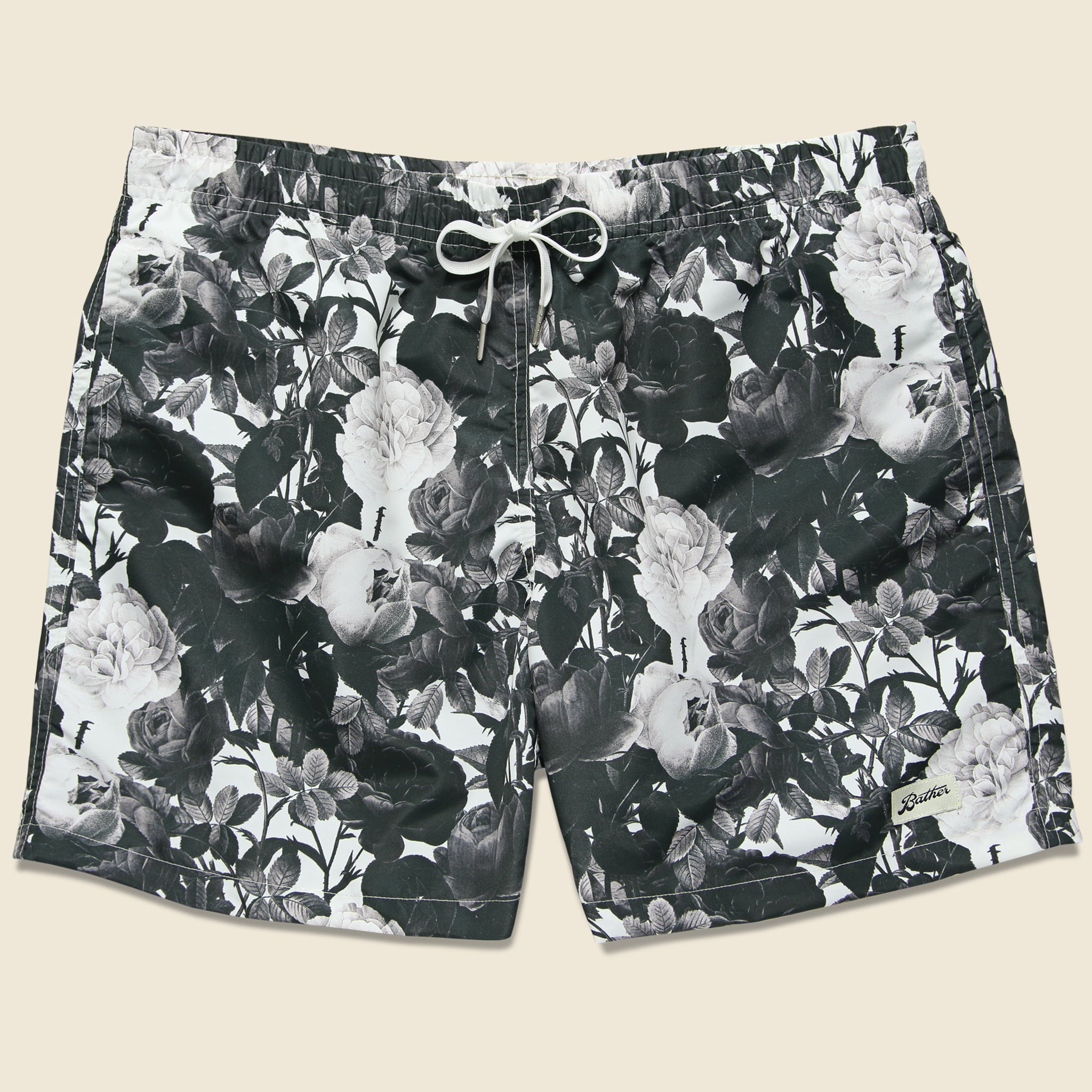 Black Roses Swim Trunk -  Black/White - Bather Trunk Co. - STAG Provisions - Shorts - Swim