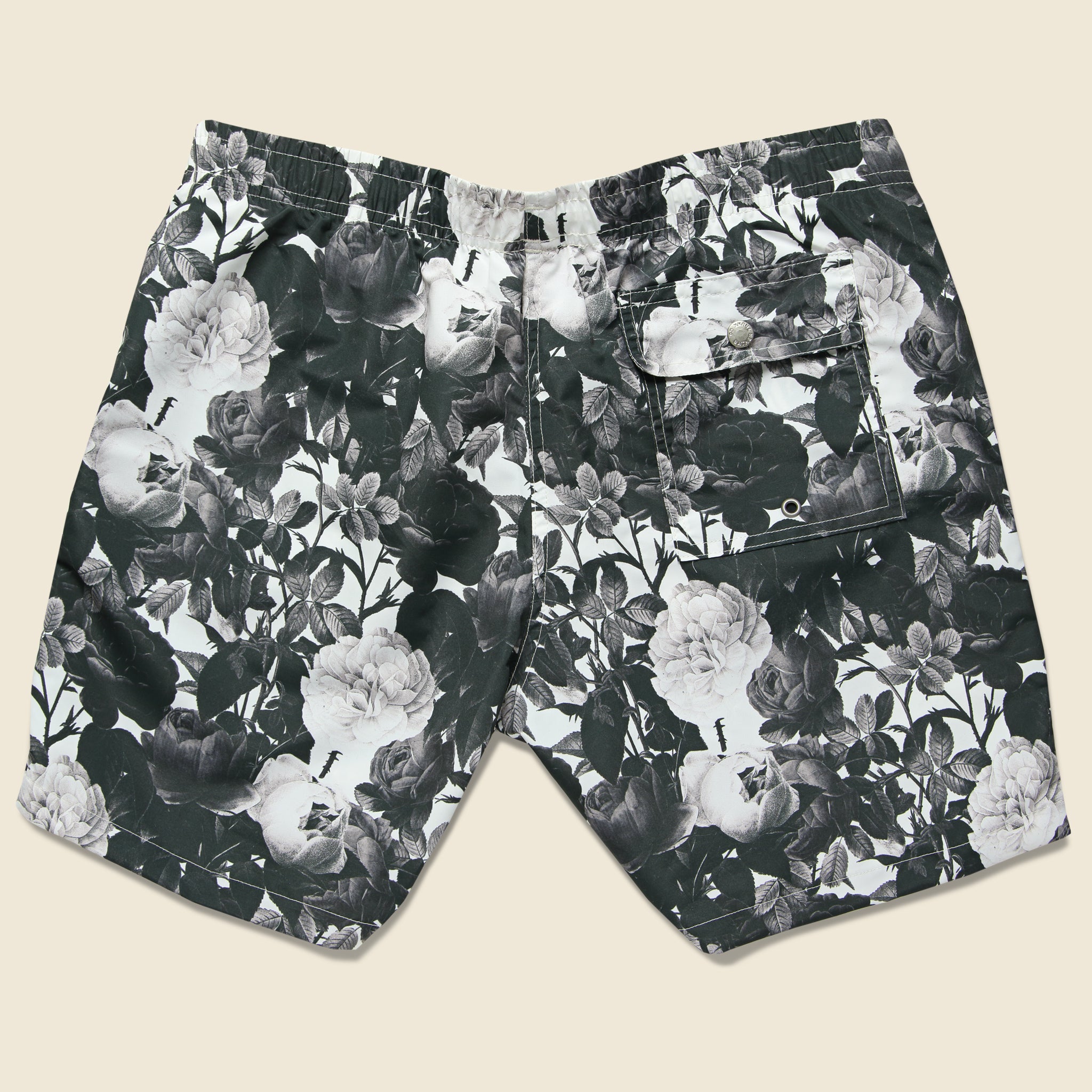 Black Roses Swim Trunk -  Black/White - Bather Trunk Co. - STAG Provisions - Shorts - Swim