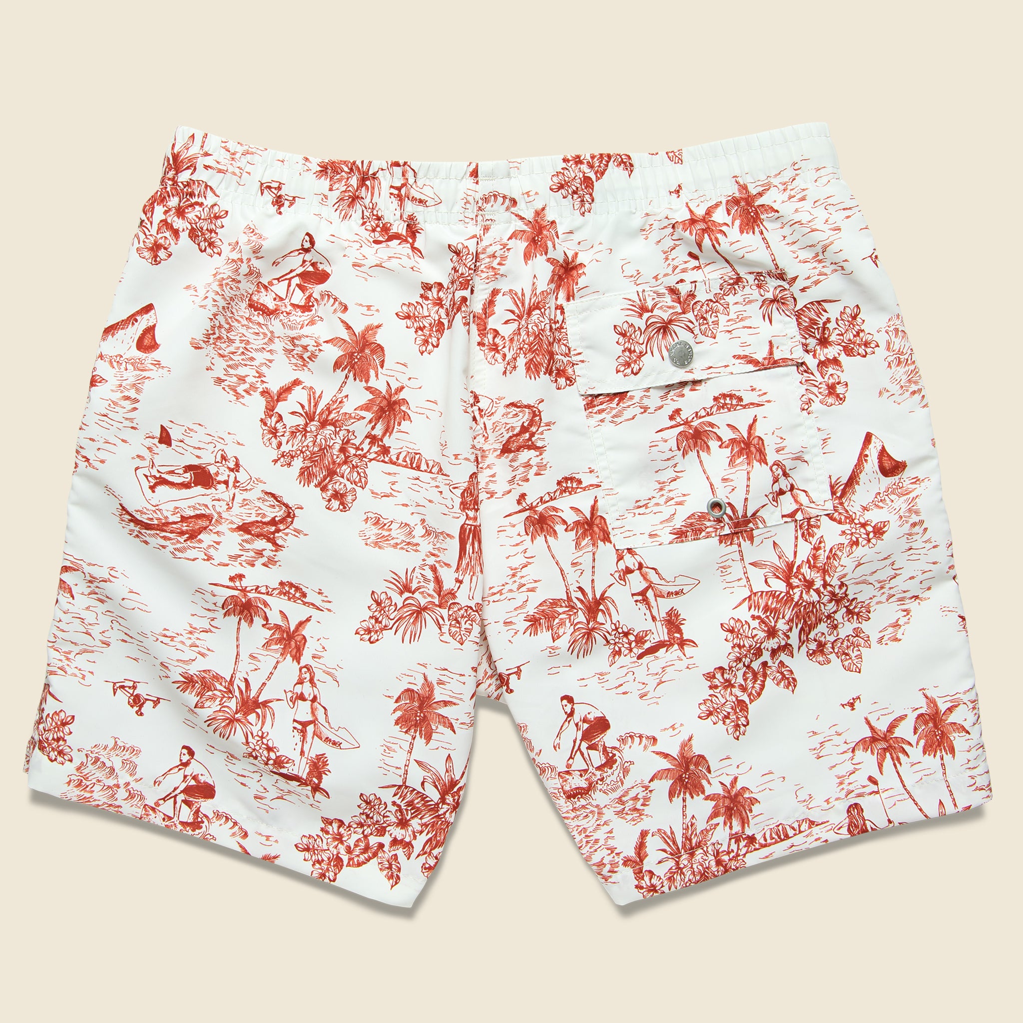 
                          Canadian Toile Swim Trunk - Red/White - Bather Trunk Co. - STAG Provisions - Shorts - Swim
                        