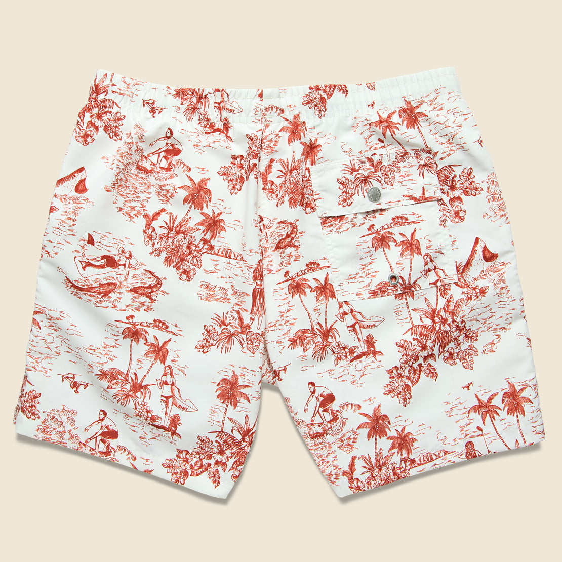 Canadian Toile Swim Trunk - Red/White - Bather Trunk Co. - STAG Provisions - Shorts - Swim