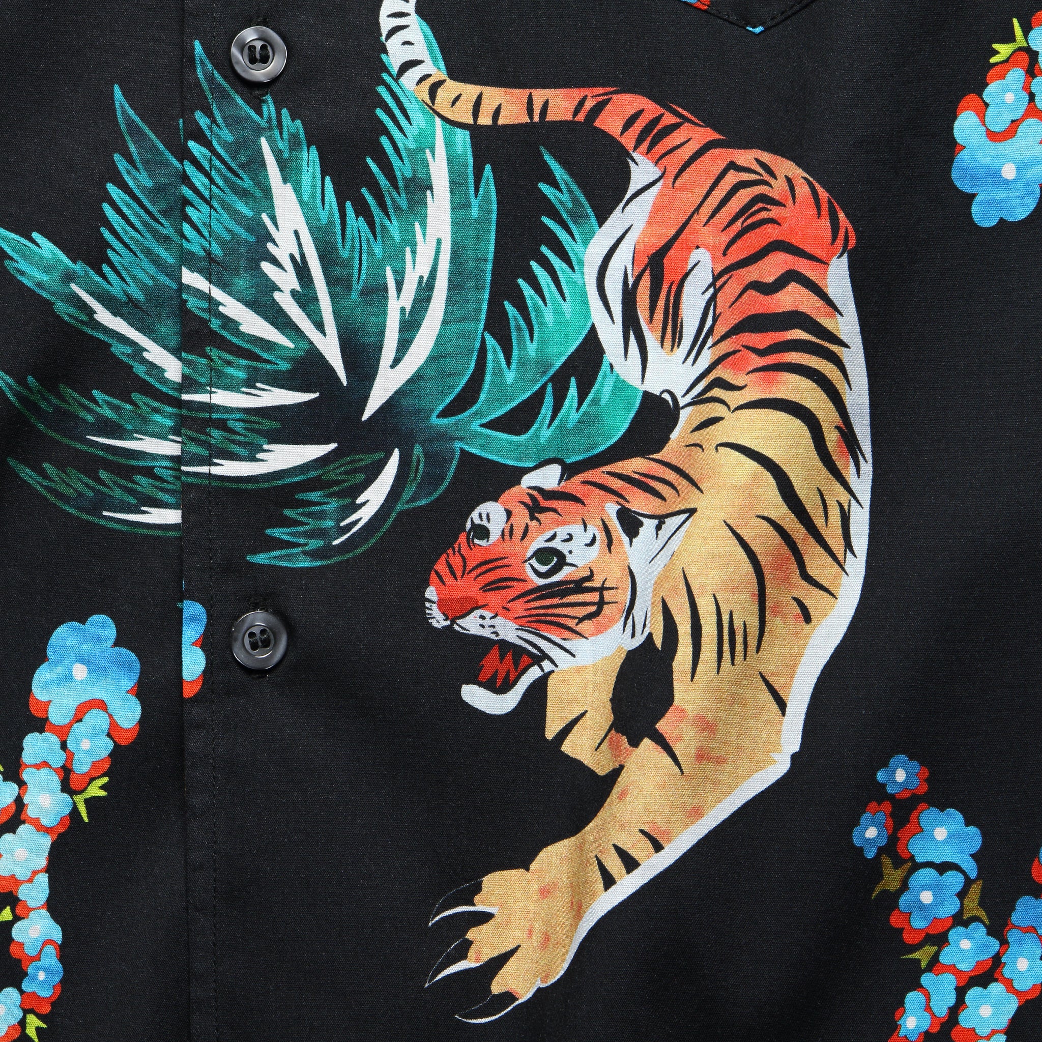 
                          Hawaiian Tiger Button Up Shirt - Black - Bather - STAG Provisions - Tops - S/S Woven - Other Pattern
                        