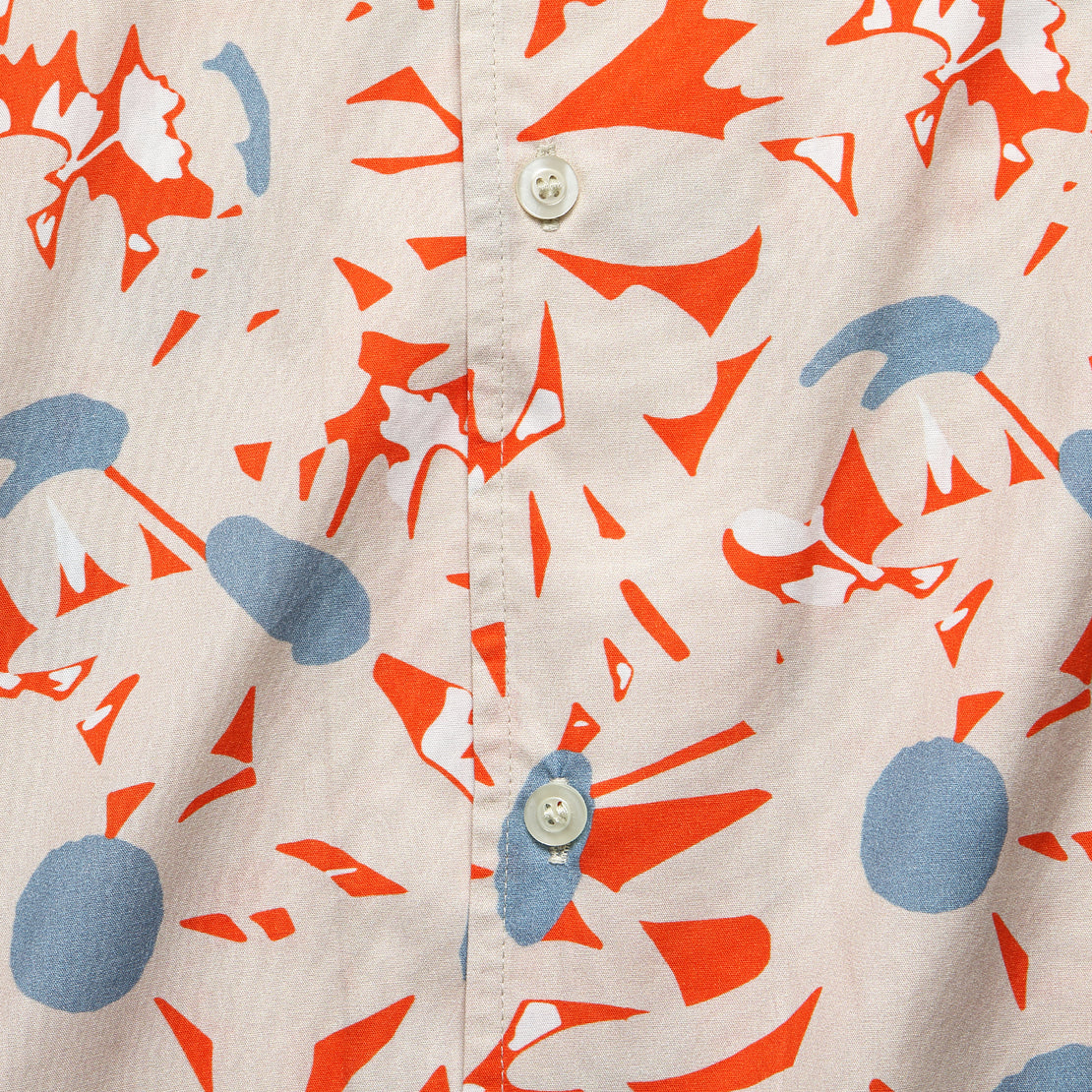 Orange Flowers Shirt - Orange/White - Bather - STAG Provisions - Tops - S/S Woven - Other Pattern
