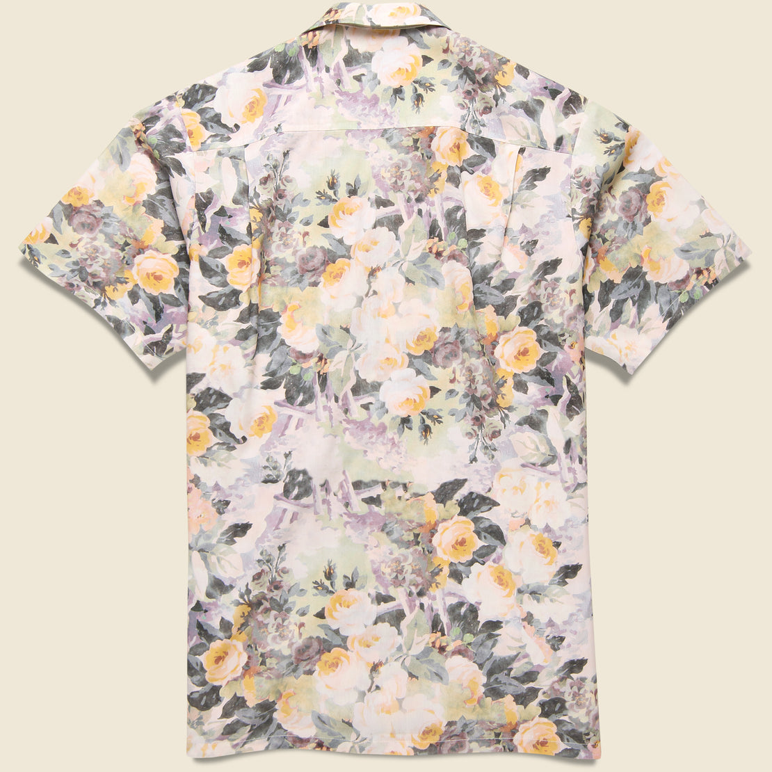 Rose Foliage Camp Shirt - Tuscany Yellow - Bather - STAG Provisions - Tops - S/S Woven - Floral