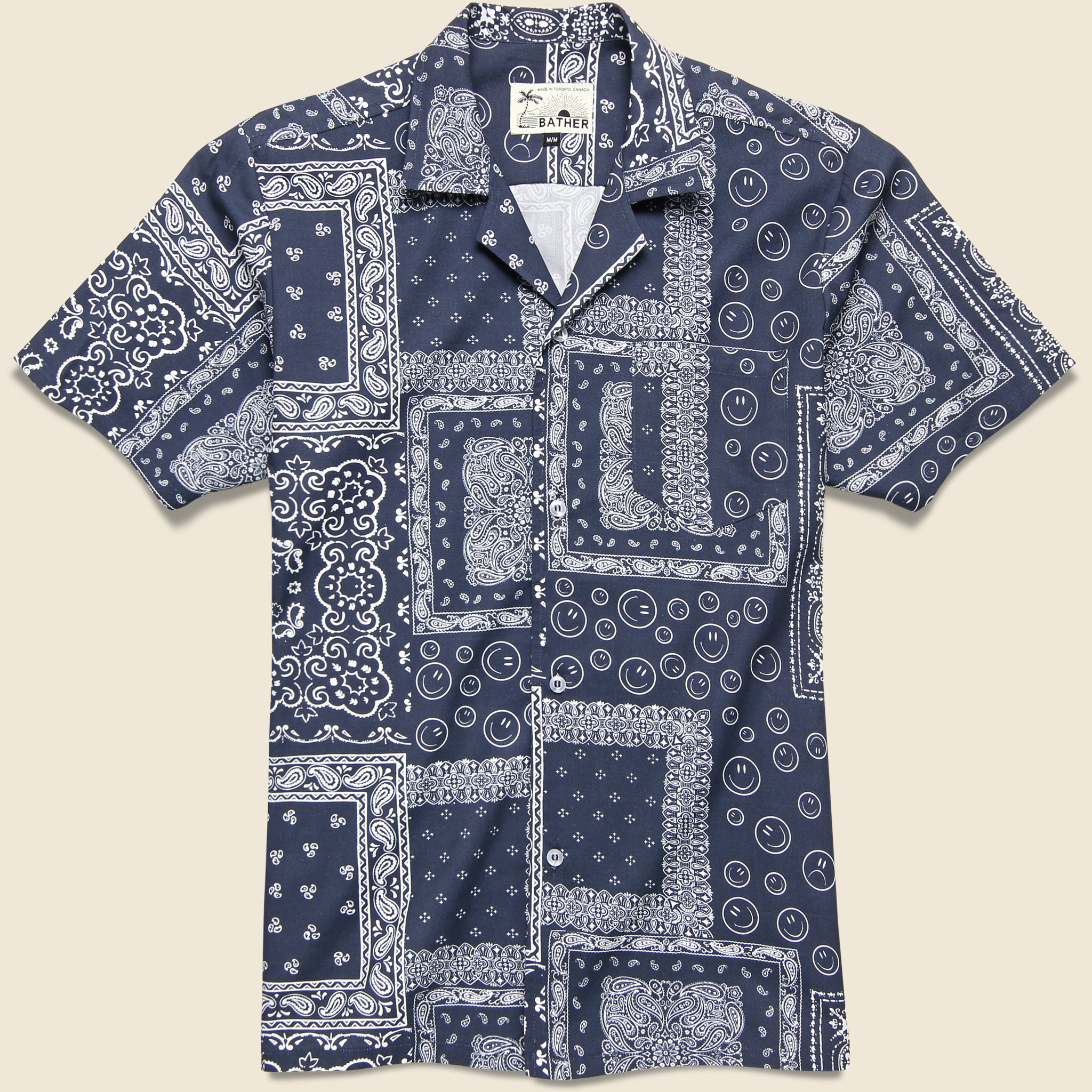 Bandana Print Camp Shirt - Navy - Bather - STAG Provisions - Tops - S/S Woven - Other Pattern