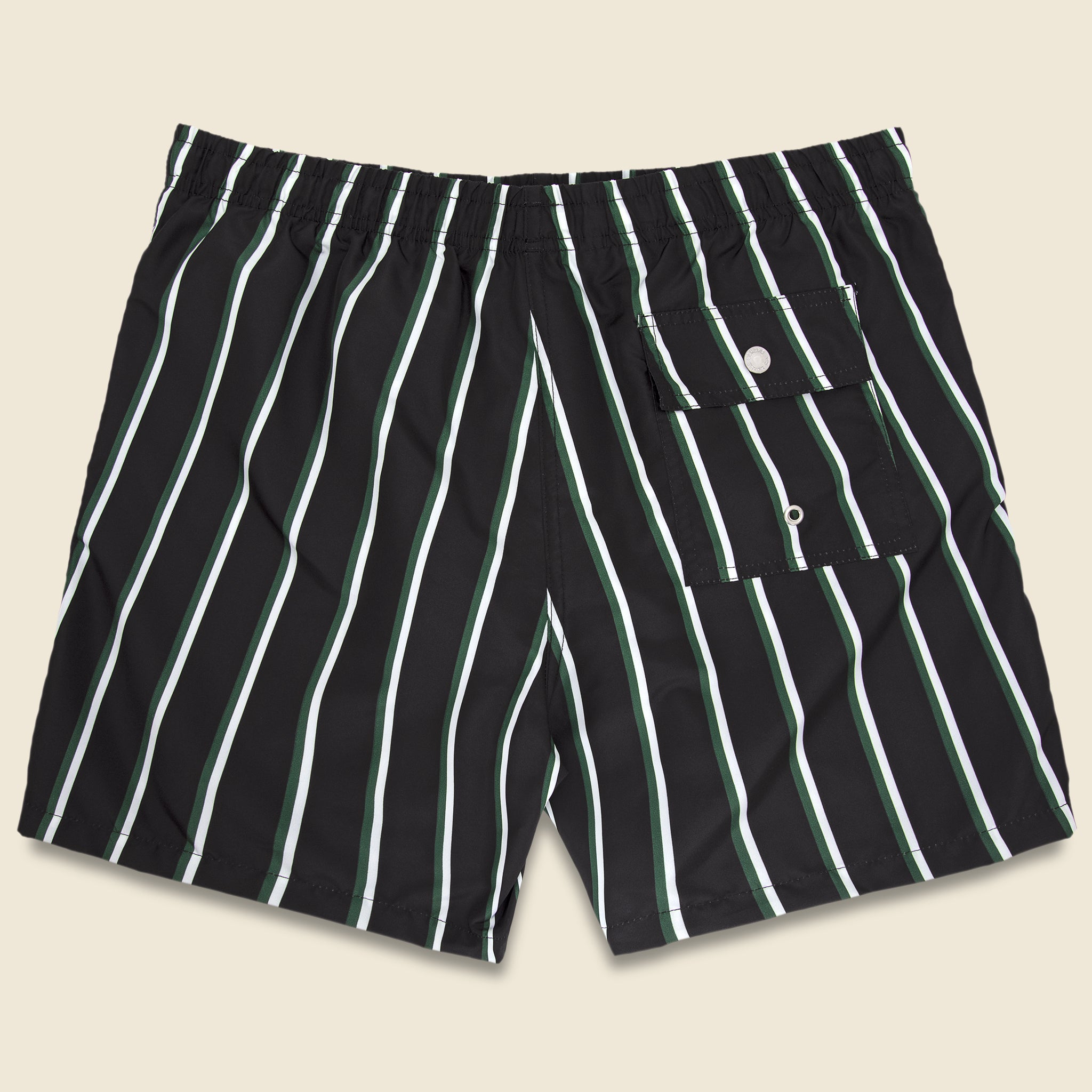 Fine Stripe Swim Trunk - Black/Green/White - Bather - STAG Provisions - Shorts - Swim