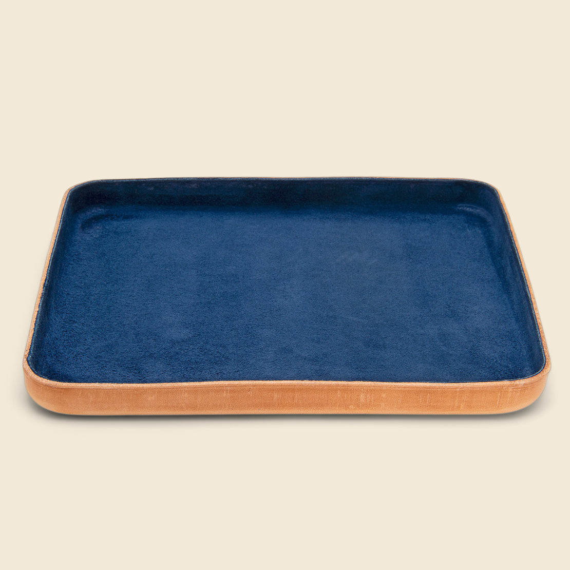Home Large Suede Leather Tray - Navy