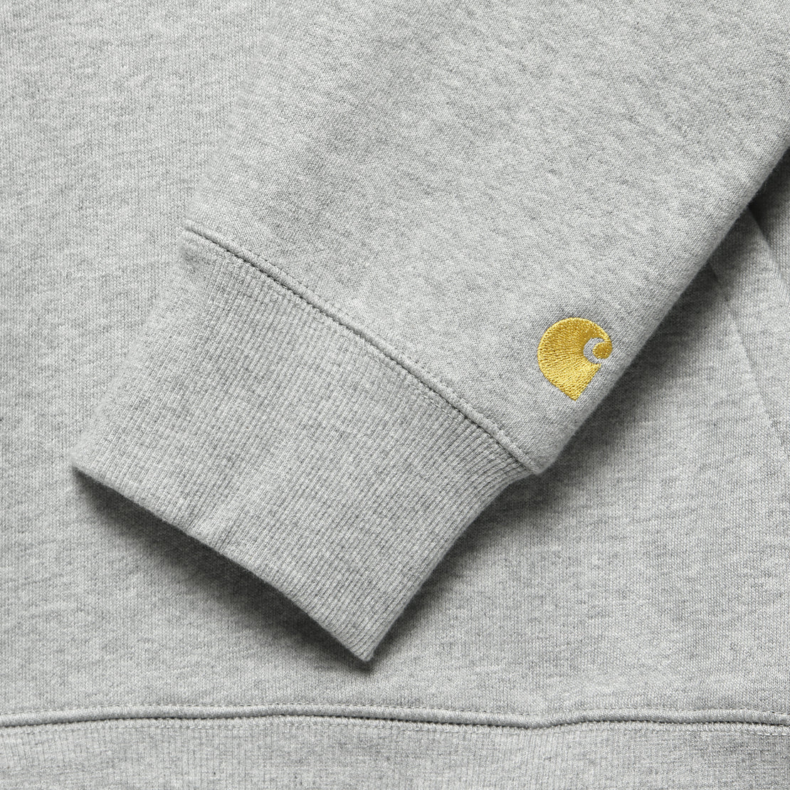Hooded Chase Sweatshirt - Grey Heather/Gold - Carhartt WIP - STAG Provisions - Tops - Fleece / Sweatshirt