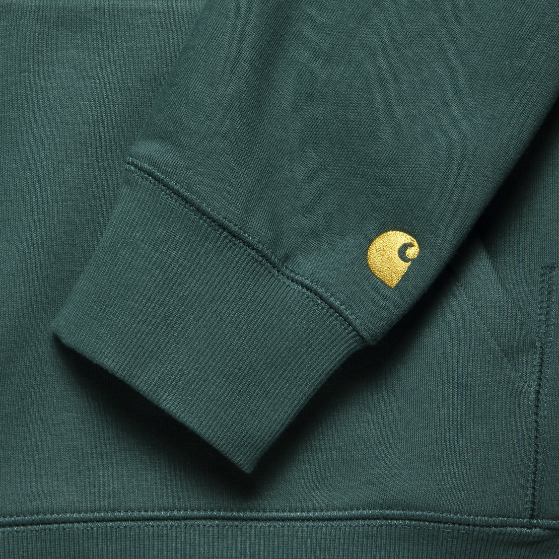 Hooded Chase Sweatshirt - Juniper/Gold - Carhartt WIP - STAG Provisions - Tops - Fleece / Sweatshirt