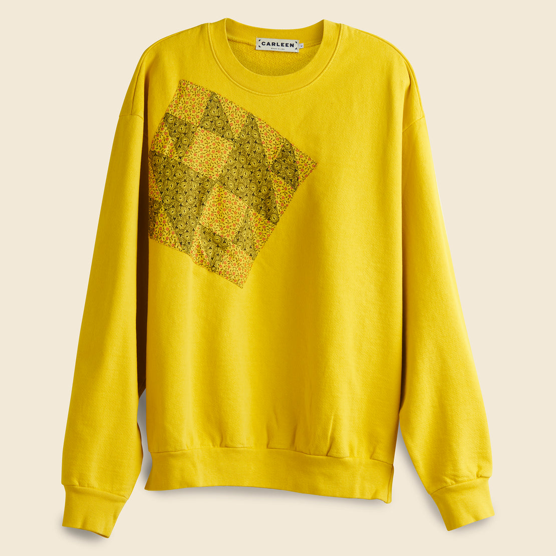 Carleen Patchwork Crew Sweatshirt - Yellow Overdye