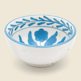 Hand Painted Floral Design Stoneware Bowl - Blue - Home - STAG Provisions - Home - Kitchen - Tabletop