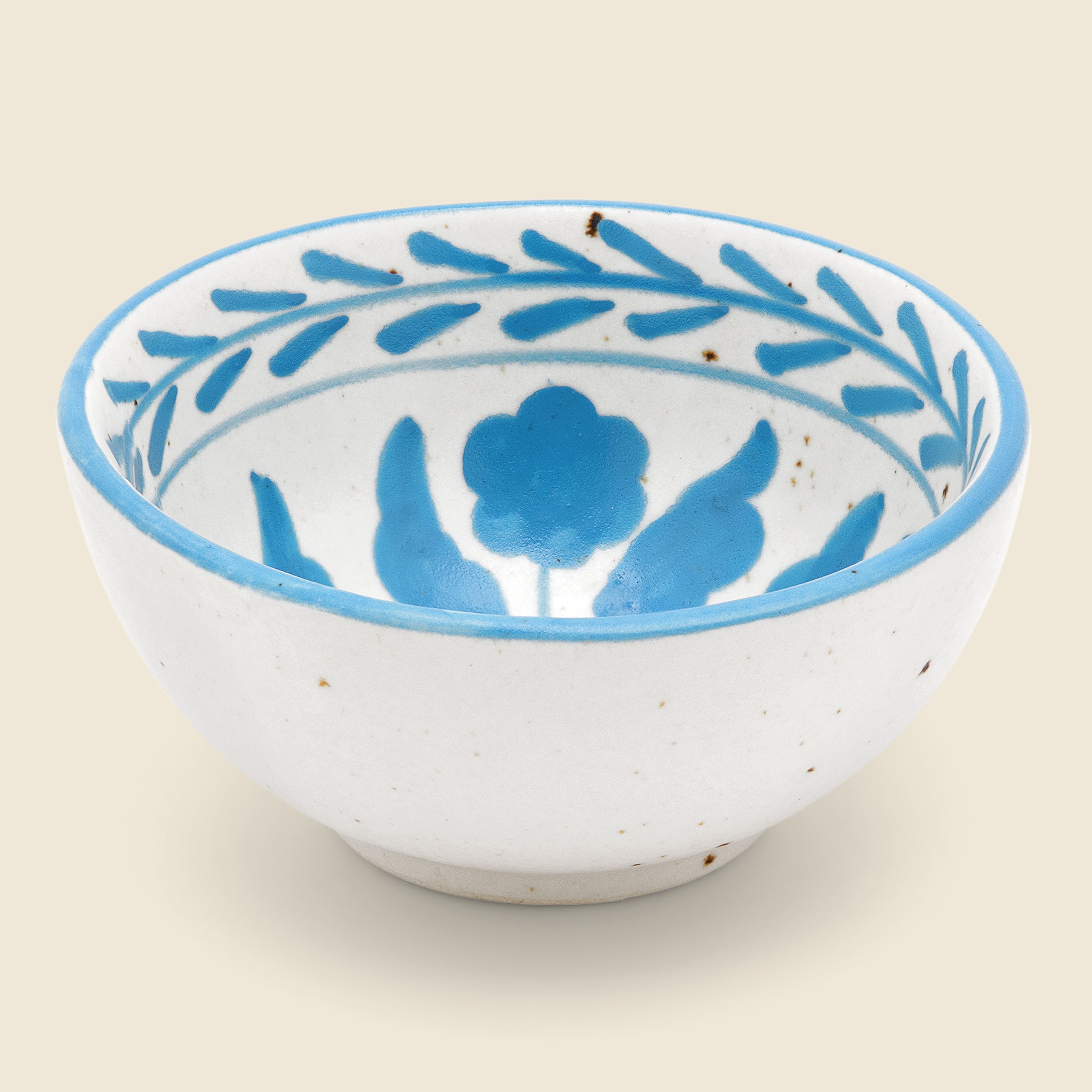 Hand Painted Floral Design Stoneware Bowl - Blue - Home - STAG Provisions - Home - Kitchen - Tabletop